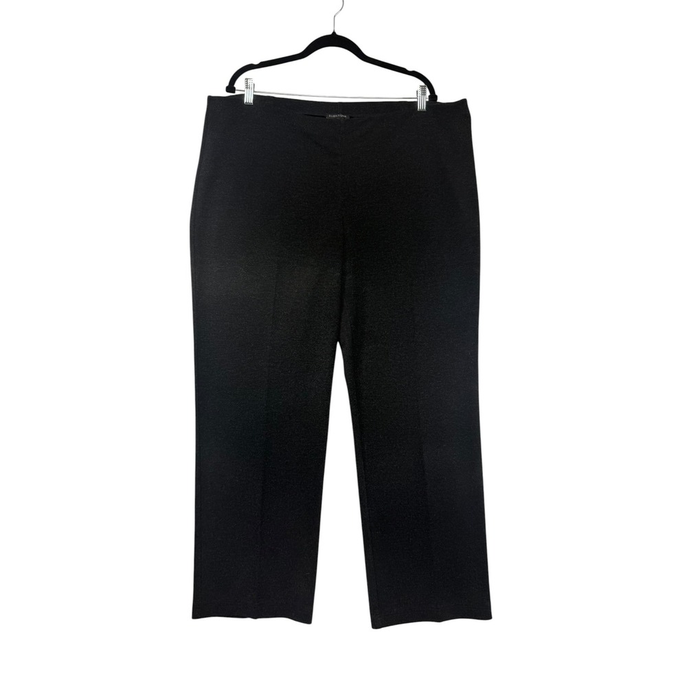 Eileen Fisher Italian Fabric Pull On Straight Leg Pants Black Womens XL